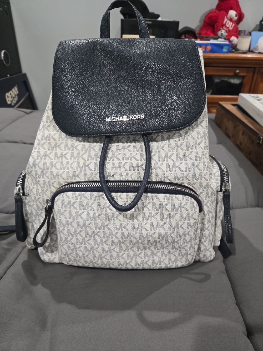 Michael Kors Cream & Navy Signature Backpack